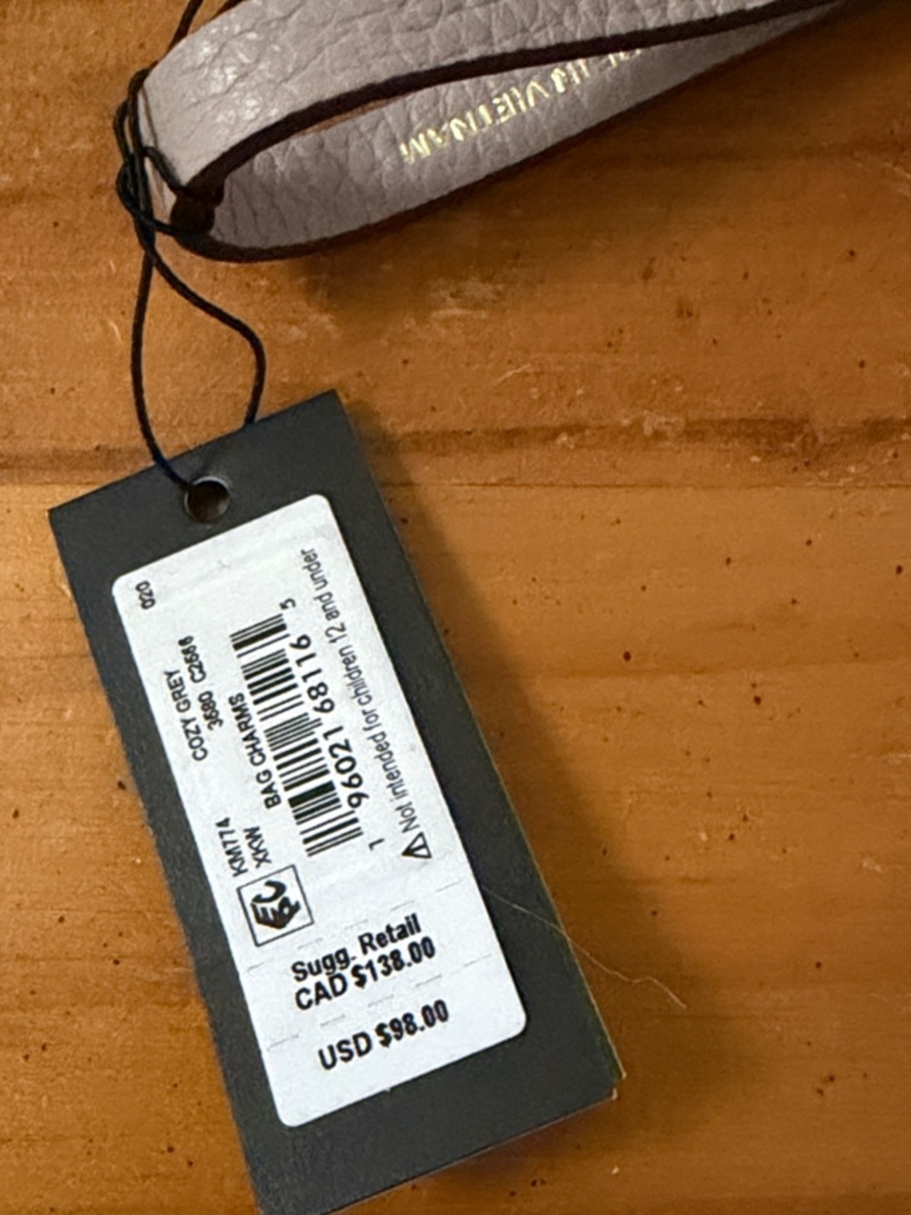 Kate Spade Fluffy Bunny Pom Charm/keychain - Light Taupe/Pink - Picture 4 of 4